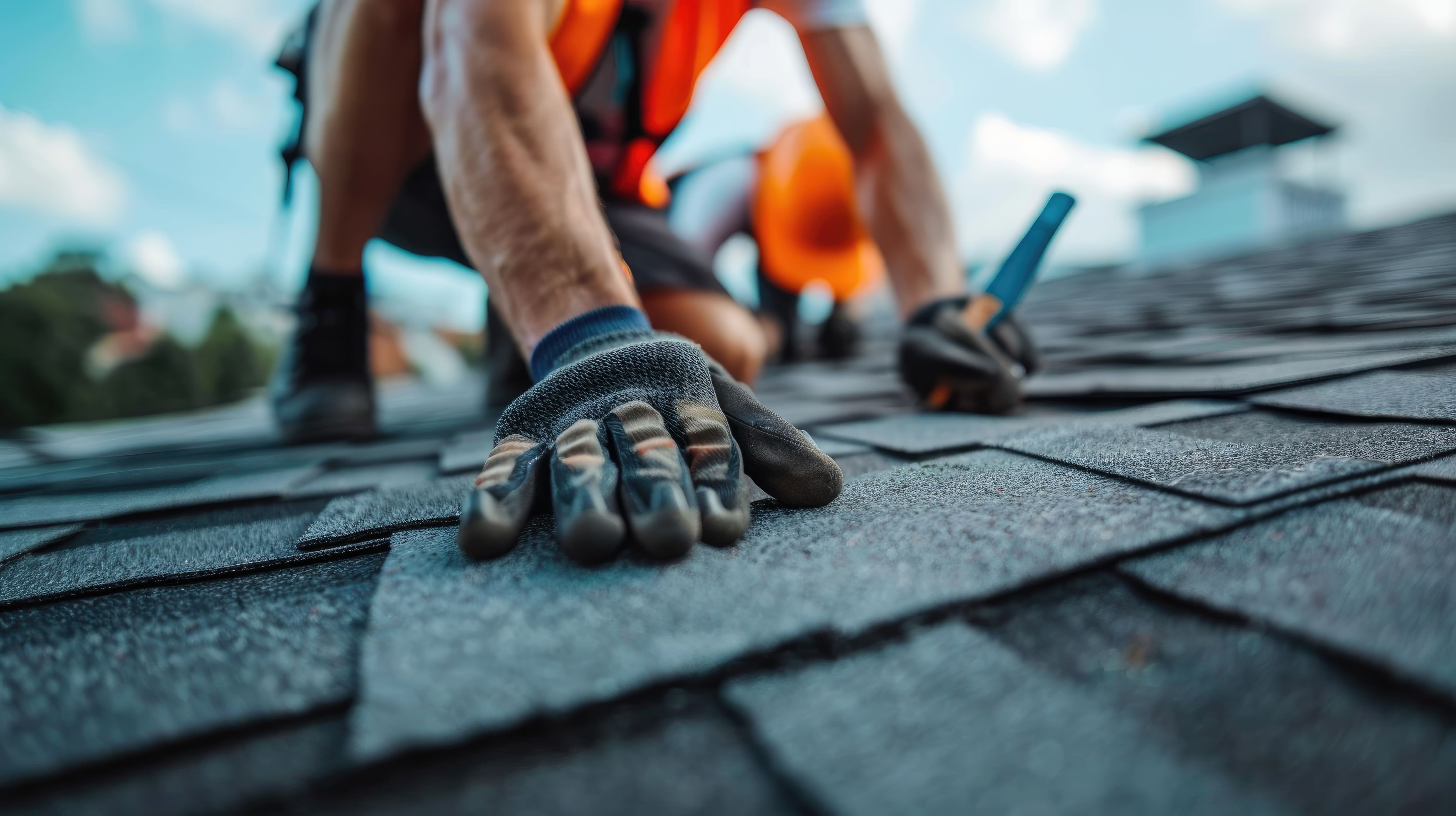 A worker repairing a roof, symbolizing the landlord’s responsibility for maintenance issues that could justify breaking a lease.